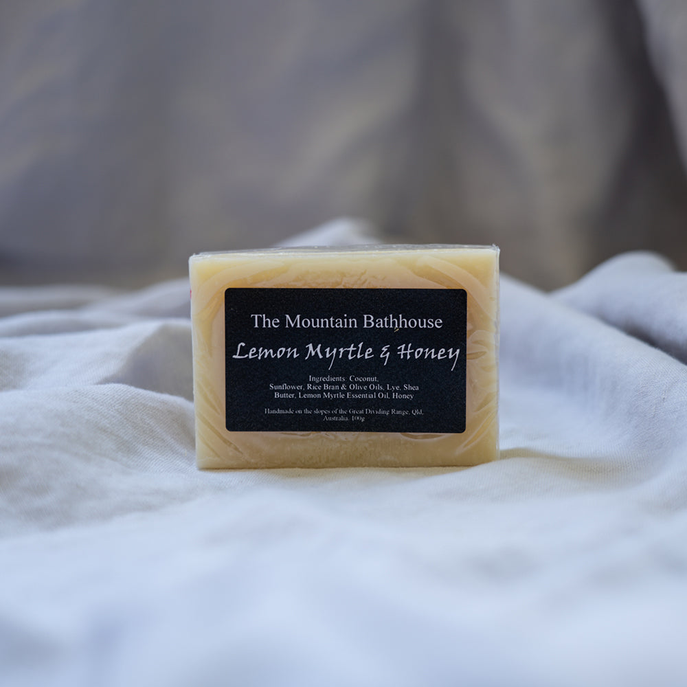 Wrapped with The Mountain Bathhouse Labels
