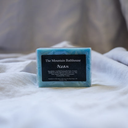 Wrapped with The Mountain Bathhouse Labels