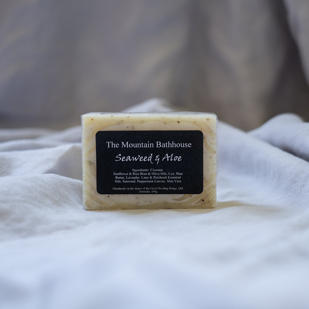 Wrapped with The Mountain Bathhouse Labels